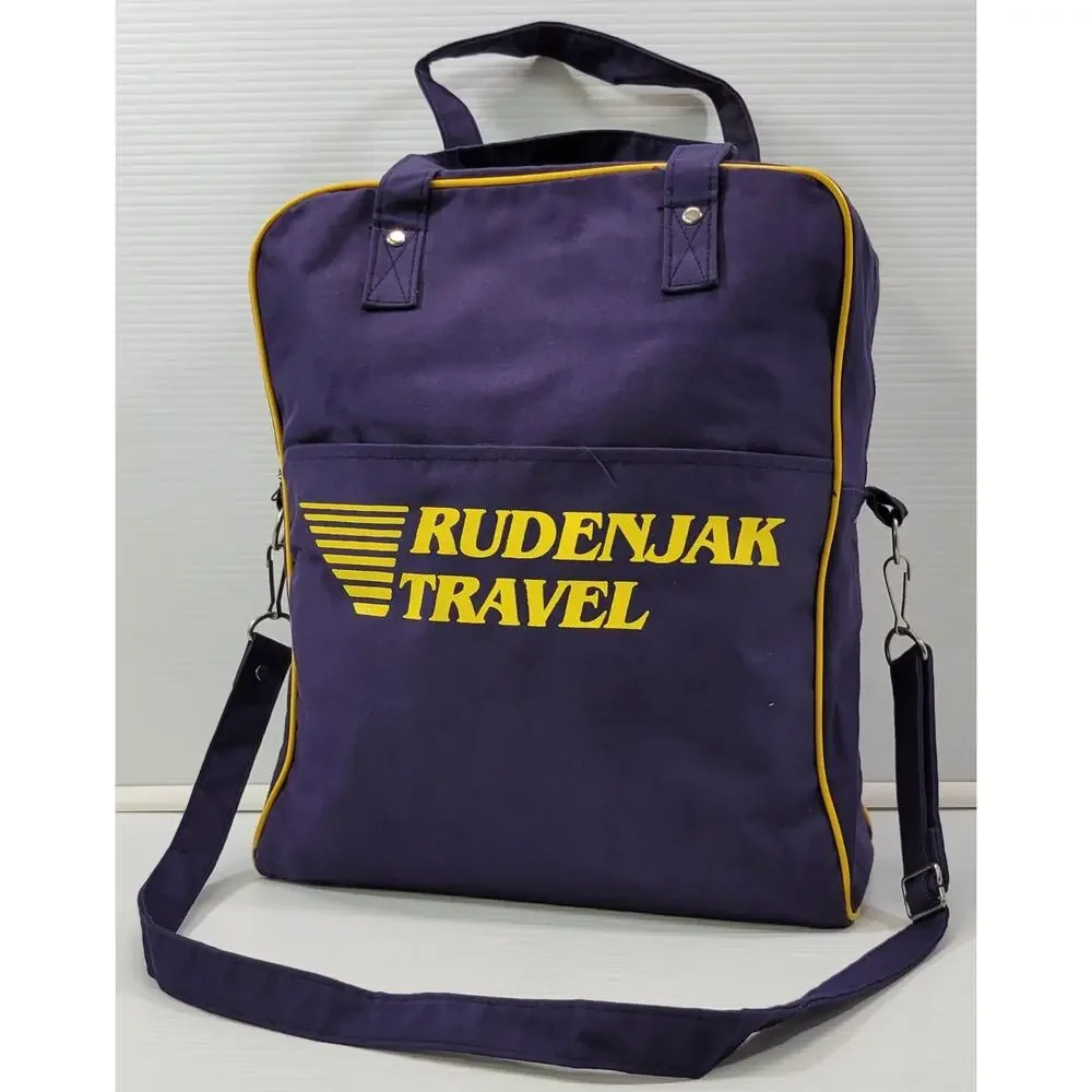 D) Vintage Rudenjak Travel Promotional Croatia Blue Canvas Hand Shoulder Bag